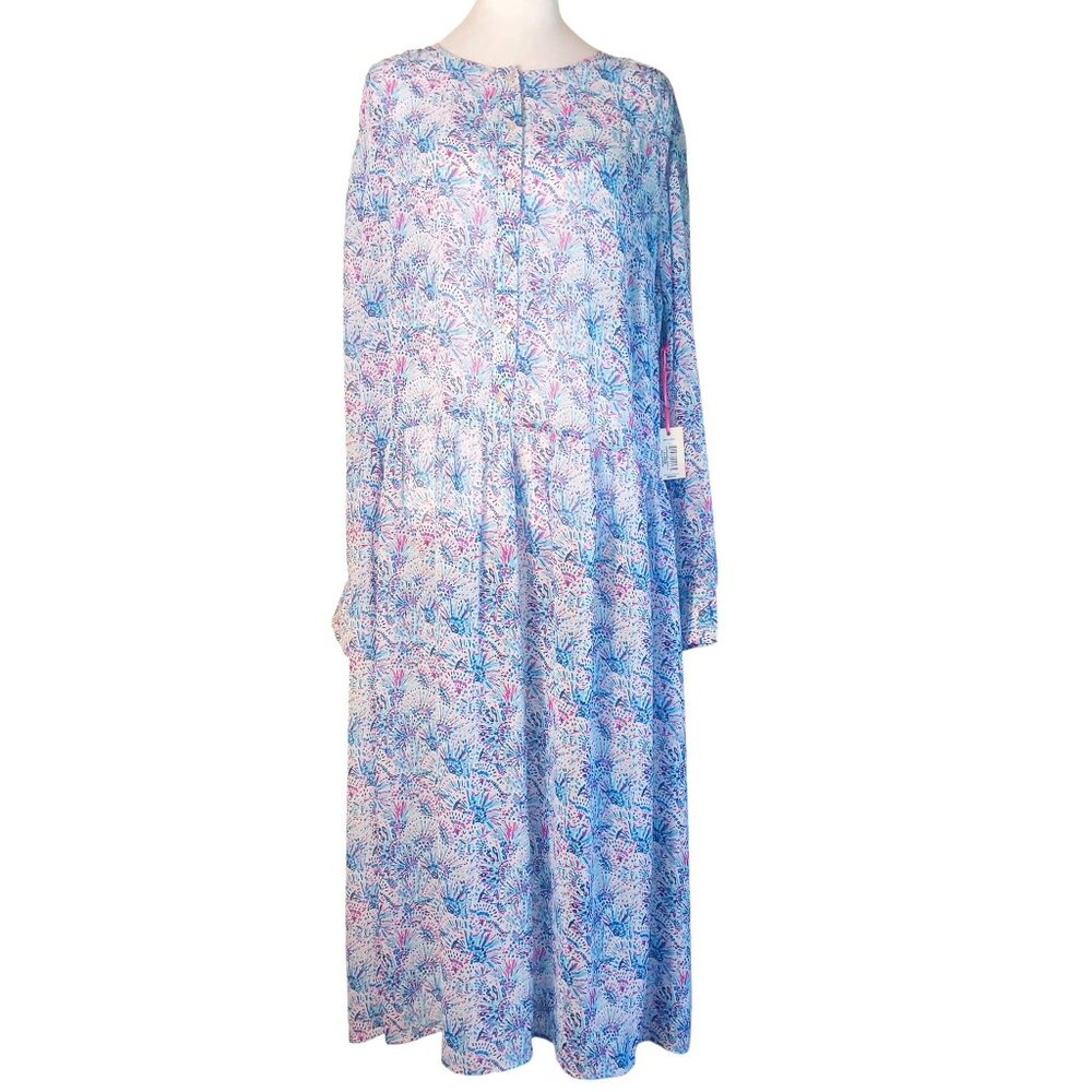 Simply Southern NWT, XL "Confetti" Long Shirt Dress, Semi Sheer, Long Sleeve